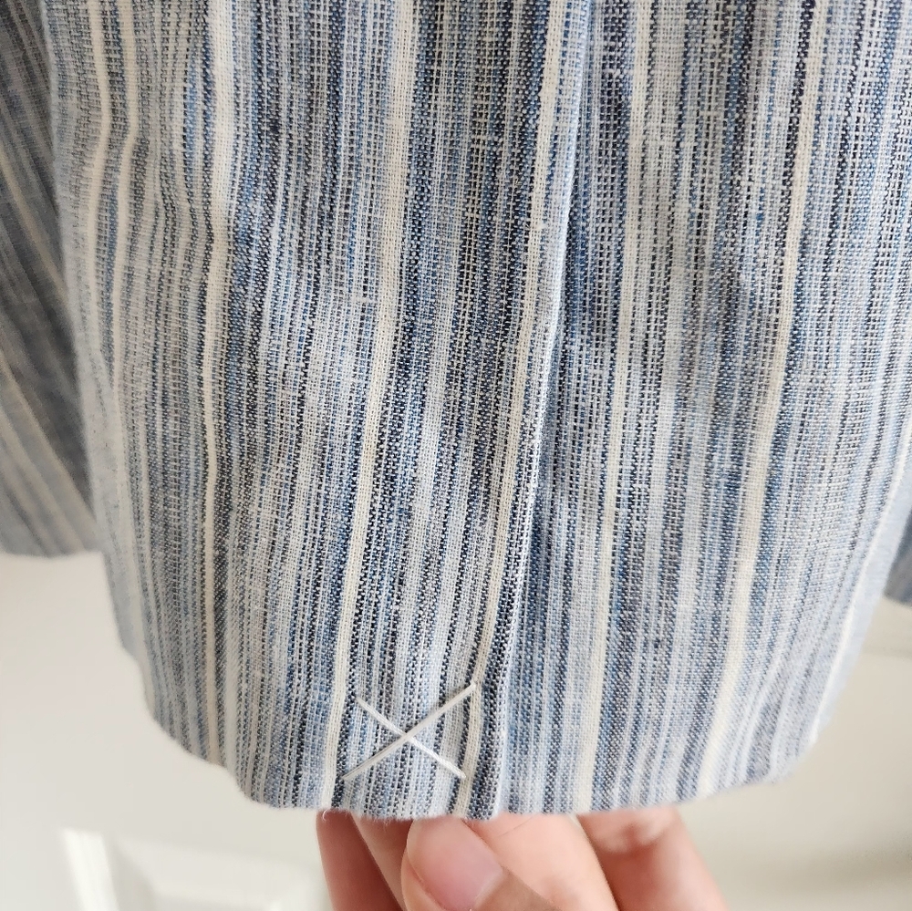 Cynthia Rowley Blue Striped Linen Blend Open Front Blazer Jacket Size Medium - Picture 7 of 11